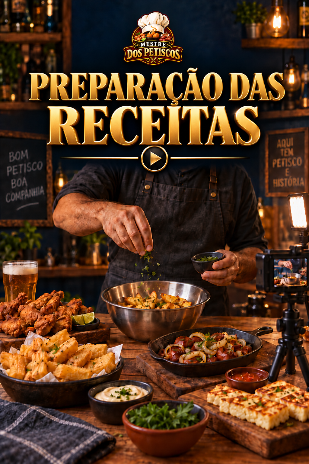 Preparação das receitas em vídeo do Mestre dos Petiscos